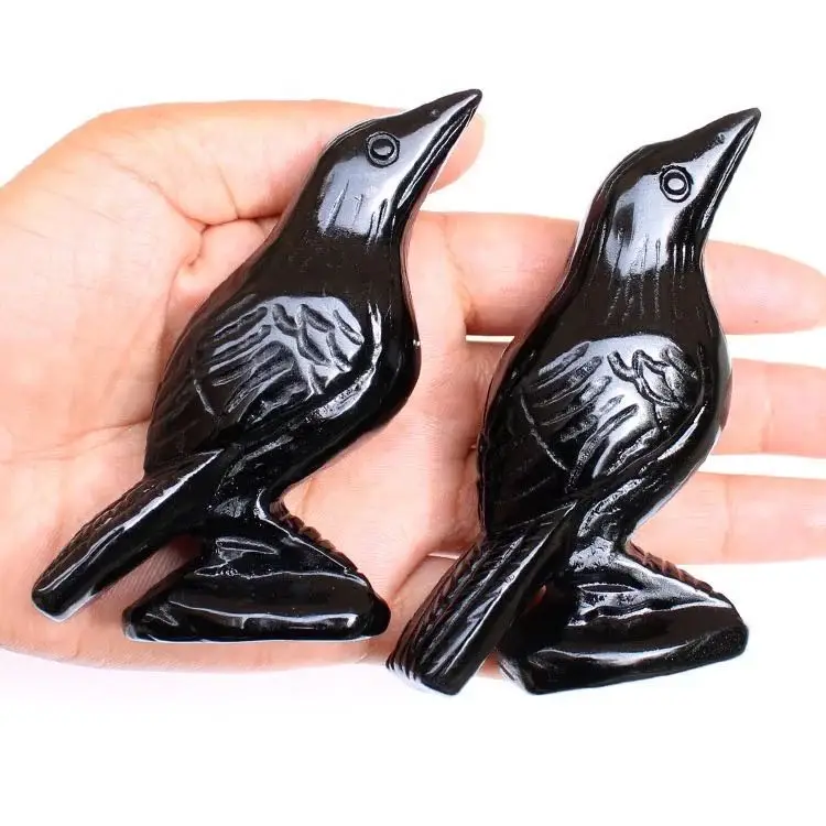 MOKAGY, 10 см, ручная резьба, натуральный обсидиан, кварцевый камень, кристалл, птица, скульптура, 1 шт.