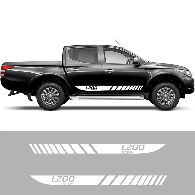 Гоночные полосы для Mitsubishi L200 Triton Графический автомобиль Стайлинг Дверь боковая юбка Декор наклейки, автоаксессуары тела виниловая наклейка