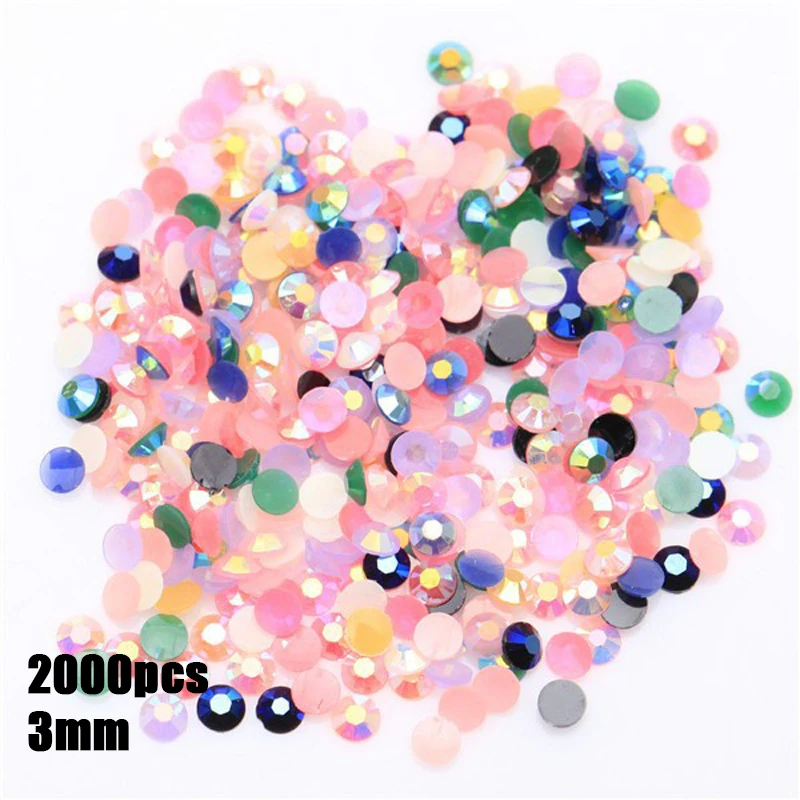 2000pc 3mm Round Cabocho Base Rhinestone Crystal Flatback Beads For DIY Nail Phone Decorations Bracelet Making Accessories | Украшения и