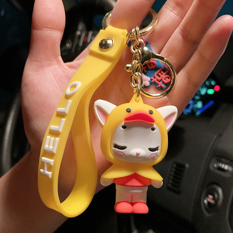 

Cartoon Fashion Keyring Classic Silicone Keychain Pvc Soft Glue Rope Letters Pocket Key Chain Doll Bag Charm Couples Best Gift
