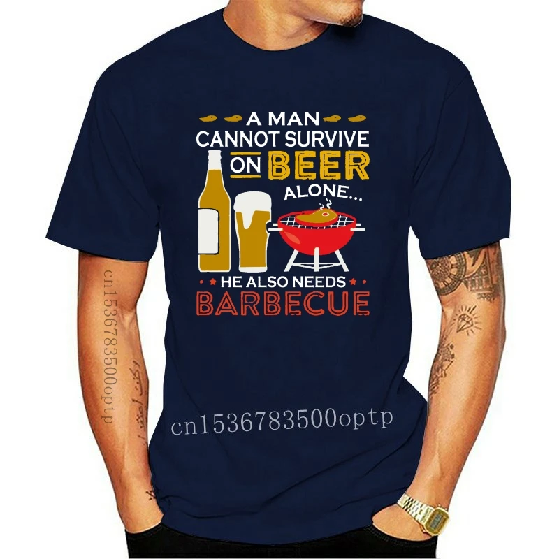 

Новинка, Мужская забавная футболка, модная футболка, Мужская футболка с надписью «А человек не может выжить на пиве и в одиночестве», футбол...