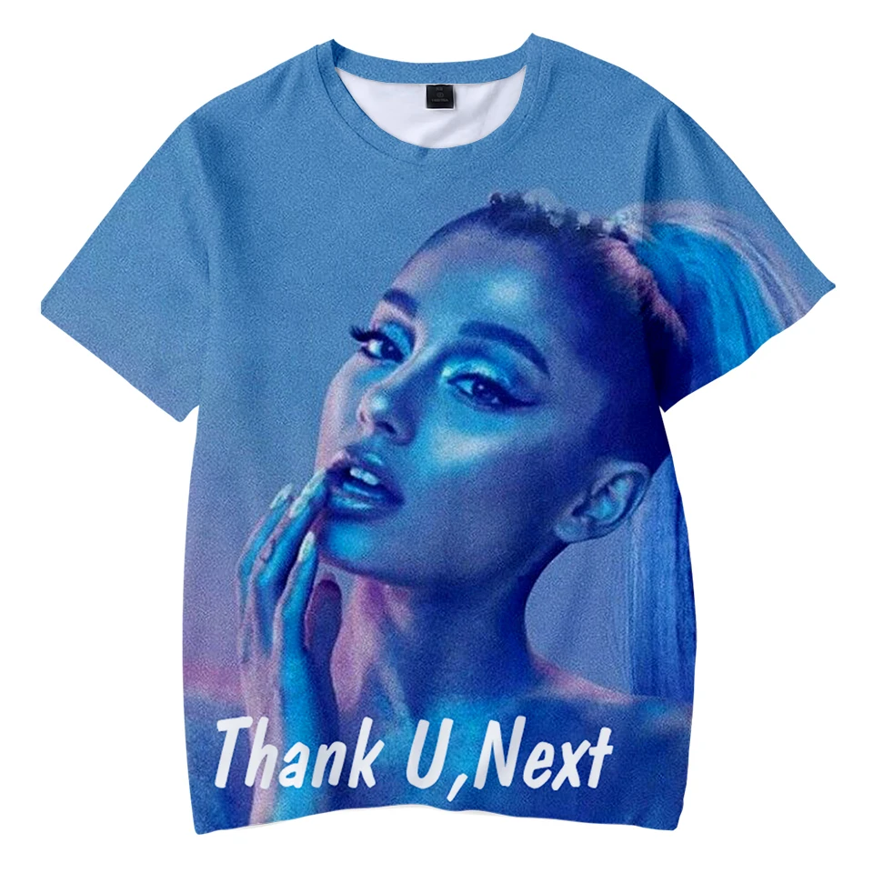Футболка с 3D принтом «Thank you next Ariana Grande», милая Повседневная модная летняя футболка с круглым вырезом и короткими рукавами для детей