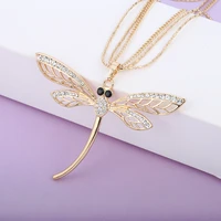 gold silver color dragonfly pendant necklaces for women statement fashion jewelry crystal wing necklace accessories 2020
