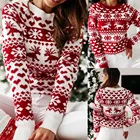 Новинка, свитер с принтом рождественского оленя, женский пуловер с круглым вырезом, оленем, снежинкой, рождественский свитер, вязаные топы, блузка, женский джемпер