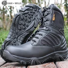 Мужские тактические военные ботинки, зимние водонепроницаемые рабочие ботинки из натуральной кожи с резиновой подошвой, мужские армейские ботильоны, уличные походные ботинки