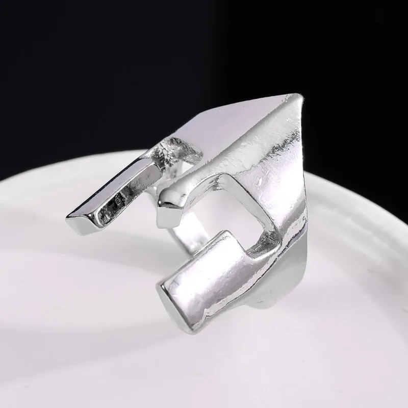 Spartan Hero Helmet Mask Ring for Men Vintage Punk Biker Jewelry Male Cool Antique White Color Finger Rings Gladiator Warrior | Украшения и
