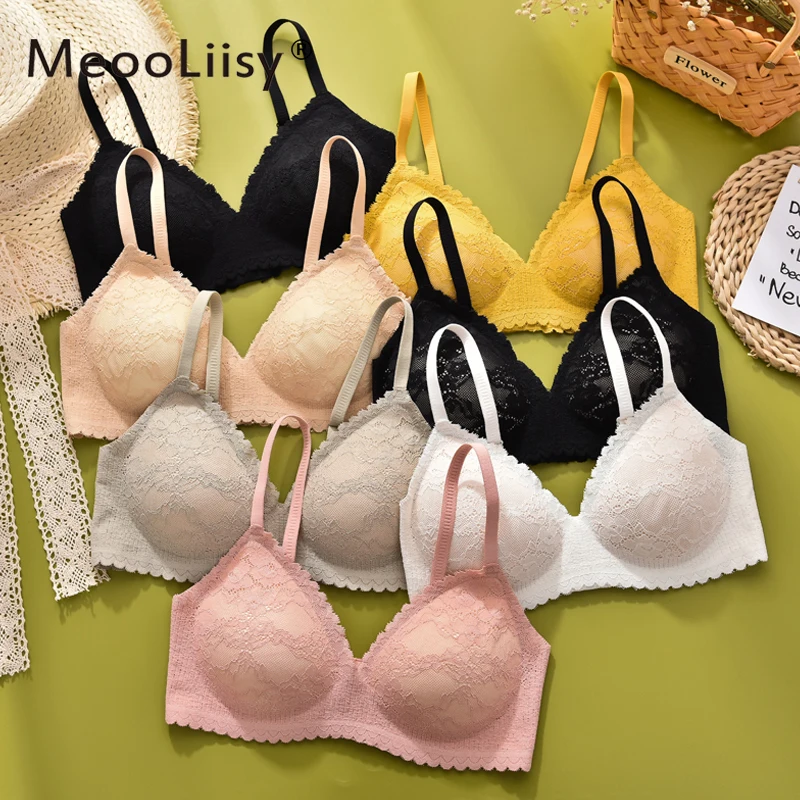 

MeooLiisy Lace Bra Wireless Brassiere Sexy Lingerie for Women Push Up Bra Womens Lingerie Hot Underwear