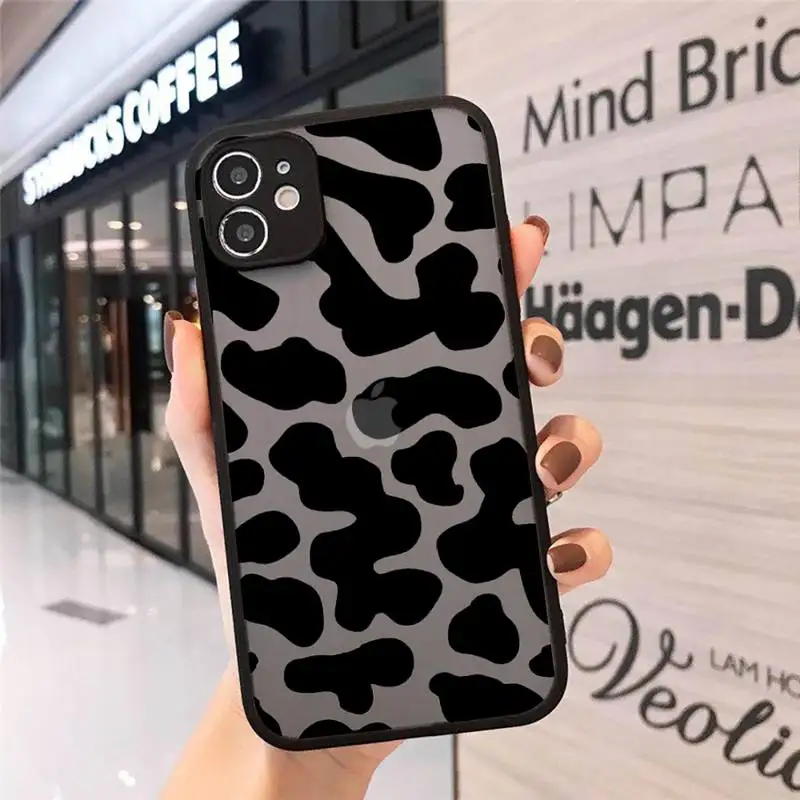 

Milk cow print animal Phone Cases matte transparent For iphone 7 8 11 12 plus mini x xs xr pro max cover