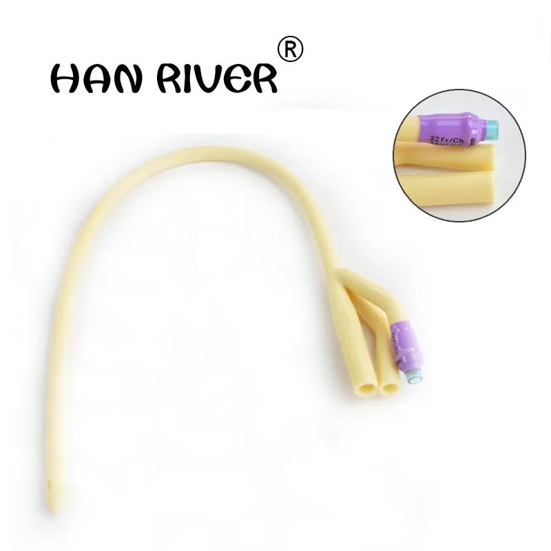 

2 pieces of disposable sterile male female medical latex catheters type three cavity free shipping