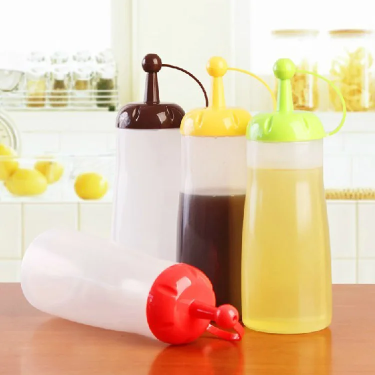 

1pcs Condiment Squeeze Bottles ,For Ketchup Mustard Mayo Hot Sauces Olive Oil Bottles Kitchen Gadget Liquid Bottle Random Color