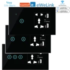 Умный сенсорный переключатель и умная розетка по стандарту Великобритании, Doul USB Tuya App, умный переключатель, поддержка голосового управления Alexa Echo  Google Home