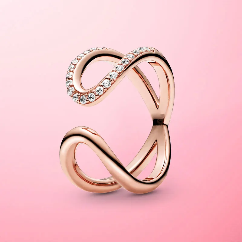 

New Fashion 925 Sterling Silver Wrapped Open Infinity Ring For Women Original 925 Silver Rings Fine Brand Jewelry Gift