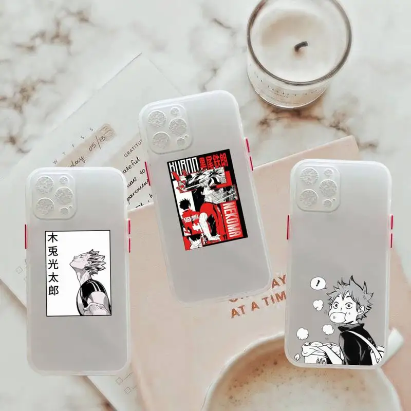 

haikyuu Phone Case For iPhone 12 11 Mini Pro XR XS Max 7 8 Plus X Matte transparent White Cover