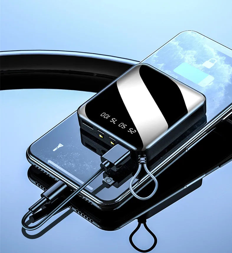 Портативное зарядное устройство компактное портативное с двумя USB-портами 30000