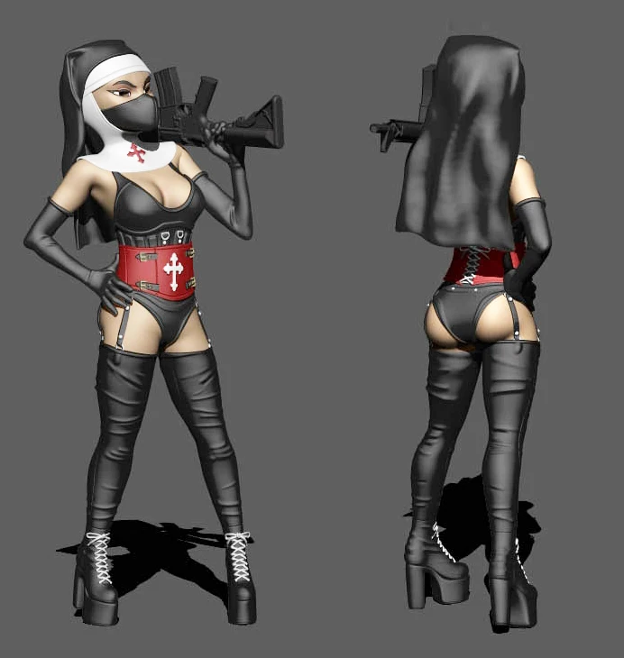 

1/24 75mm 1/18 100mm Resin Model Religion Female Girl Soldier Figure Unpainted No Color RW-490
