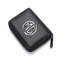 for mg hs zs mg5 mg6 car leather rfid blocking credit card holder men business card case female zipper organizer purse card bag