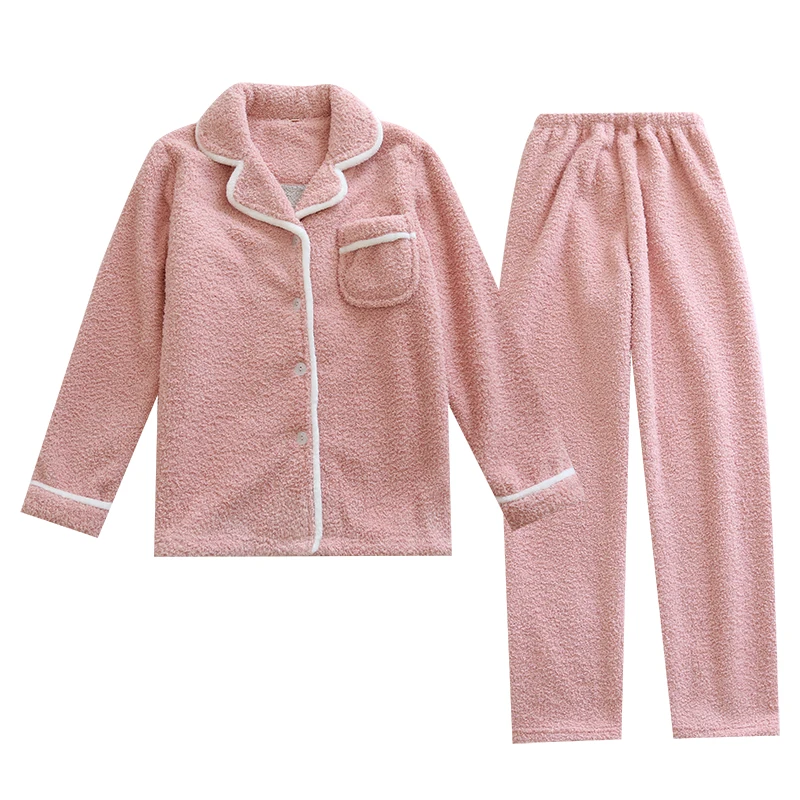 

Couples Pajamas Cashmere Household Suit Autumn Winter Thickened Daily Wear For Men Women Two Pieces Set Matching Suit