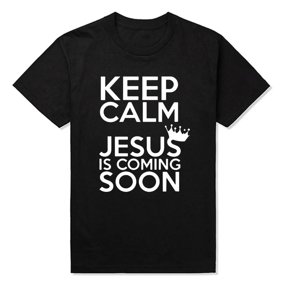 Повседневные мужские хлопковые футболки с надписью Keep Calm Иисусом скоро
