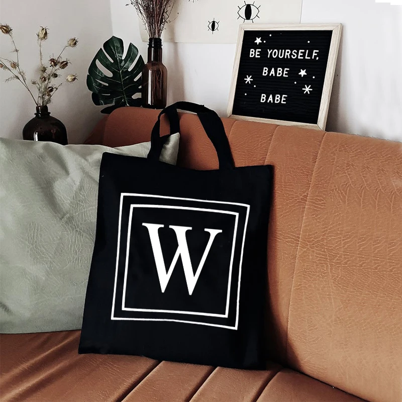 

2021 New Summer 26 Letter Tote Bag Women Shoulder Canvas Bags Large Capacity Bag Cute Fun Book Canvas Bag