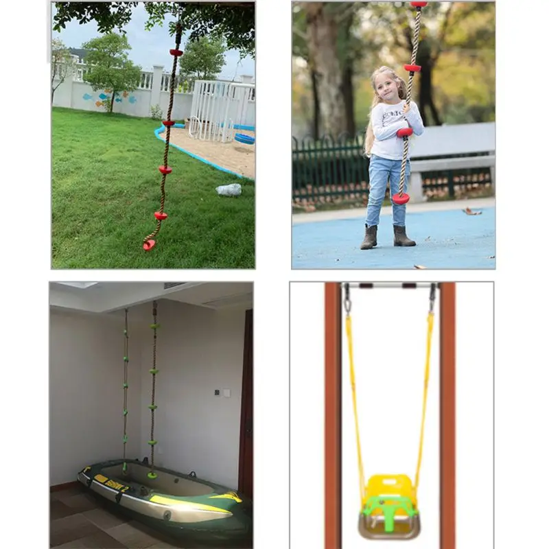 

Jungle Gym Climbing Rope with Platforms and Disc Swing Seat Fitness Swing Set Kids Birthday Gift Toy