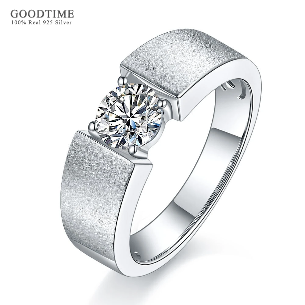 

Роскошные Муассанит кольцо из чистого 100% 925 стерлингового серебра для мужчин Блеск кольцо ювелирные изделия аксессуары подарок для жениха, Свадебная вечеринка