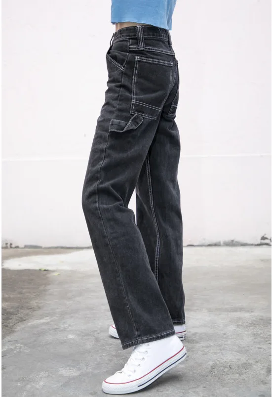 

WICCON 2021 New Summer Casual Jeans Woman Long Trousers Cowboy Female Loose Streetwear High Waist Straight Pants