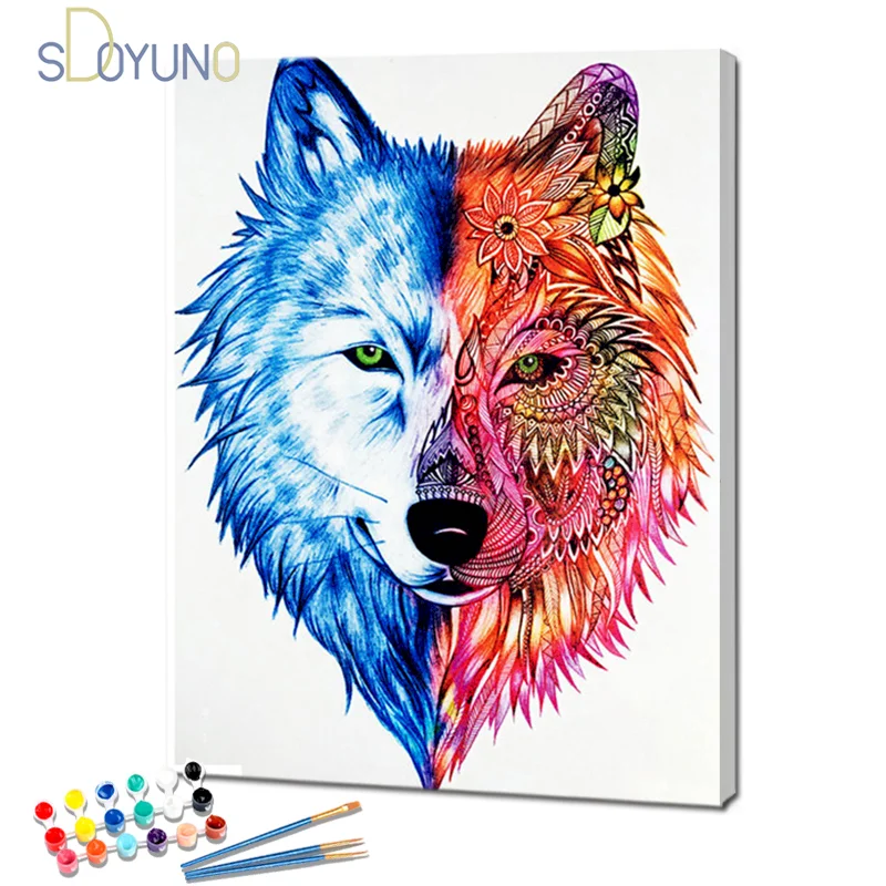 

SDOYUNO diy oil colorful animals painting by numbers with frame for adults acrylic paint kits pictures by numbers Decoration Art