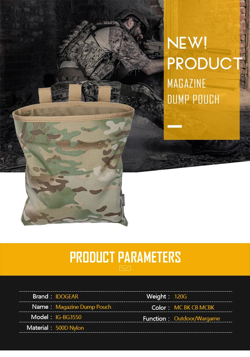 IDOGEAR MOLLE Magazine Dump Pouch Тактический Магнитный Drop Pouch Recycling Bag сумка для хранения 3550