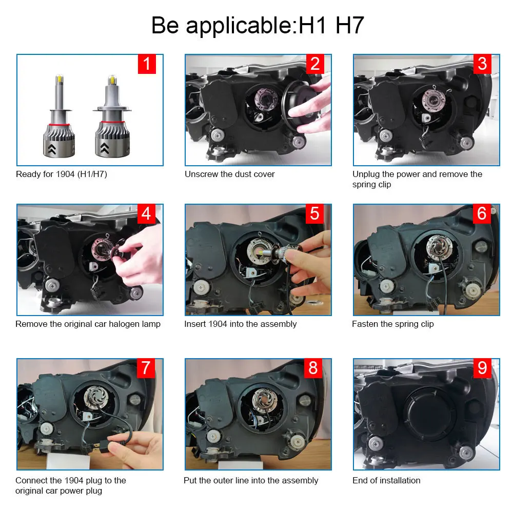 H7 H1 H11 светодиодные фары лампы H8 H9 9005 HB3 H10 9006 HB4 Turbo Canbus 8 сторон 360 градусов CSP чипы 6000K супер яркий авто лампа