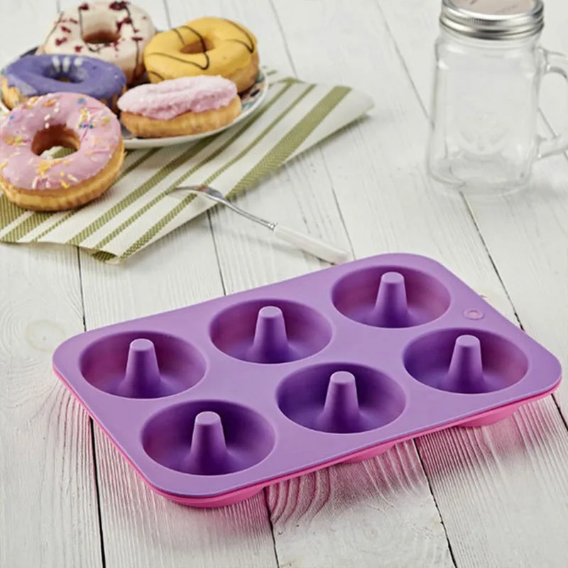 

Silicone Donut Mold Strawberry Cake Mould Non-Stick Candy Doughnut Baking Pan Bakeware Tool 6-cavity Reusable Decoration Tools