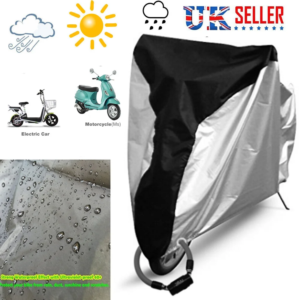 

Weather Proof Bike Cover Outdoor Cover with Lockhole for Mountain/Road Bike - Size XL(Black Center with Silver