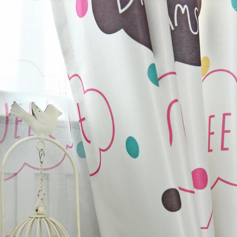 Милые шторы с розовым и серым небесным дизайном для гостиной детские мультяшным