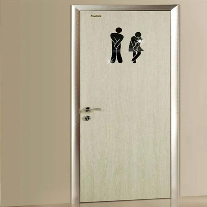 

3D зеркальная поверхность наклейка название Забавный знак входа в туалет DIY настенные наклейки для уборной для двери дома отеля Туалет Декор...