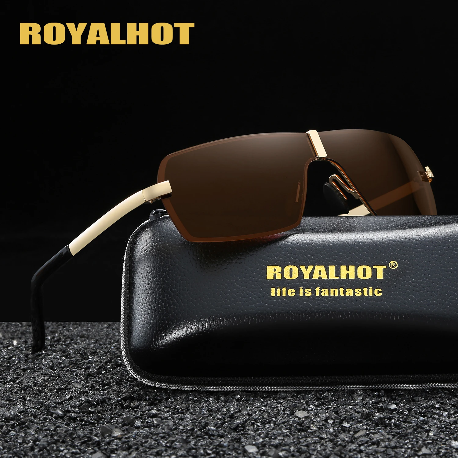 RoyalHot поляризационные солнцезащитные очки без оправы для мужчин и женщин