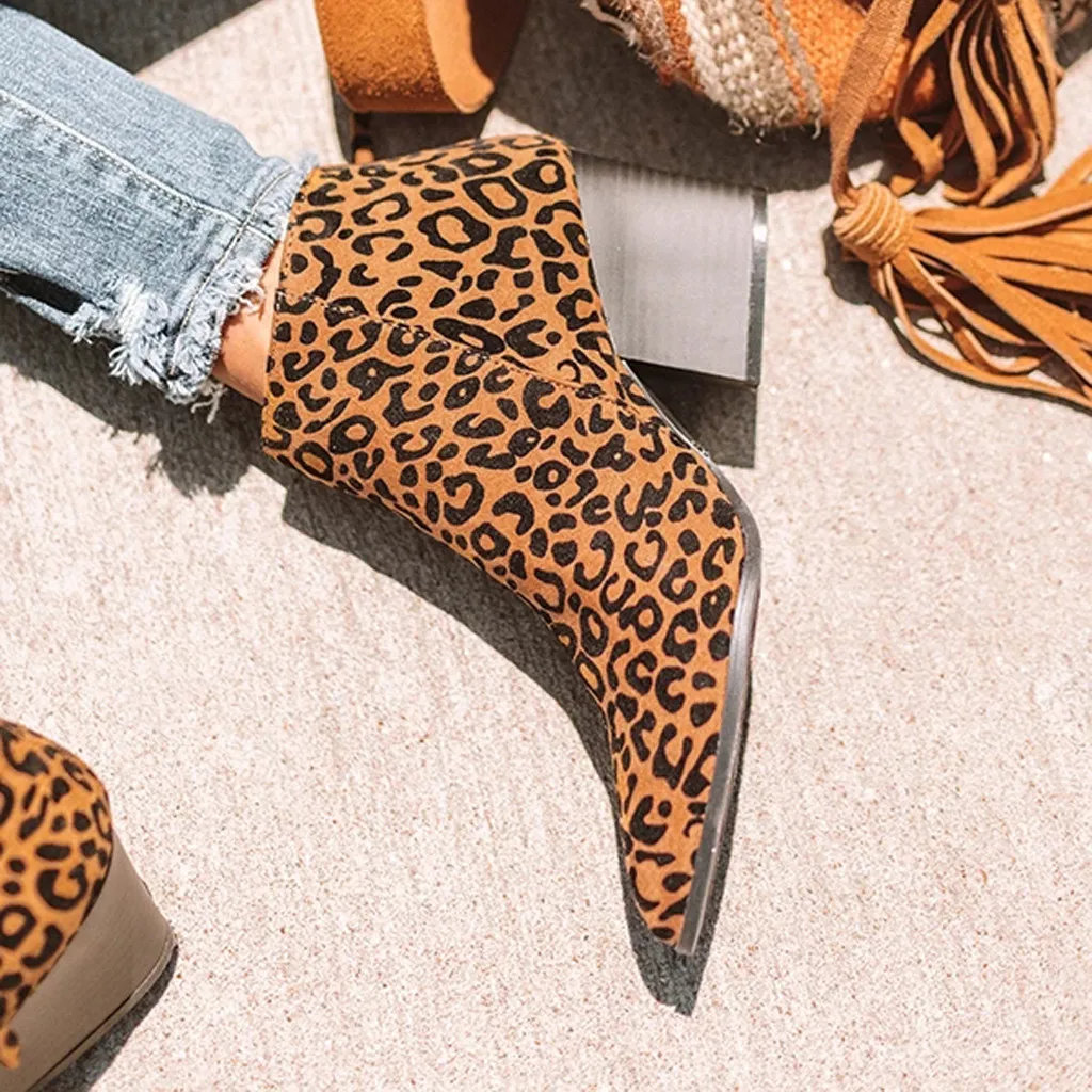 Женские ботильоны на молнии сапоги из змеиной кожи Леопардовые винтажные
