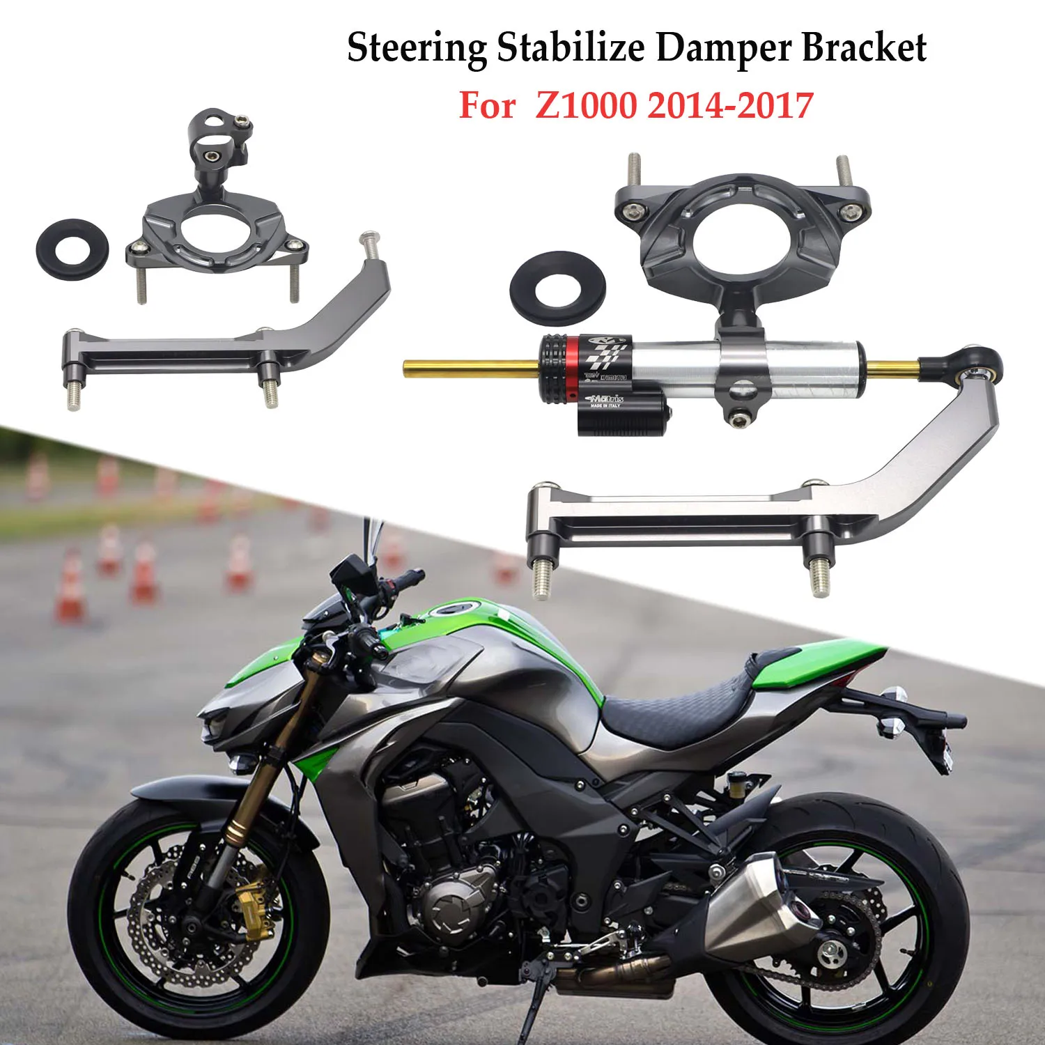 

High Quality CNC Aluminum Adjustable Motorcycles Steering Stabilize Damper Bracket Mount For Kawasaki Z1000 Z 10002014-2017 2016