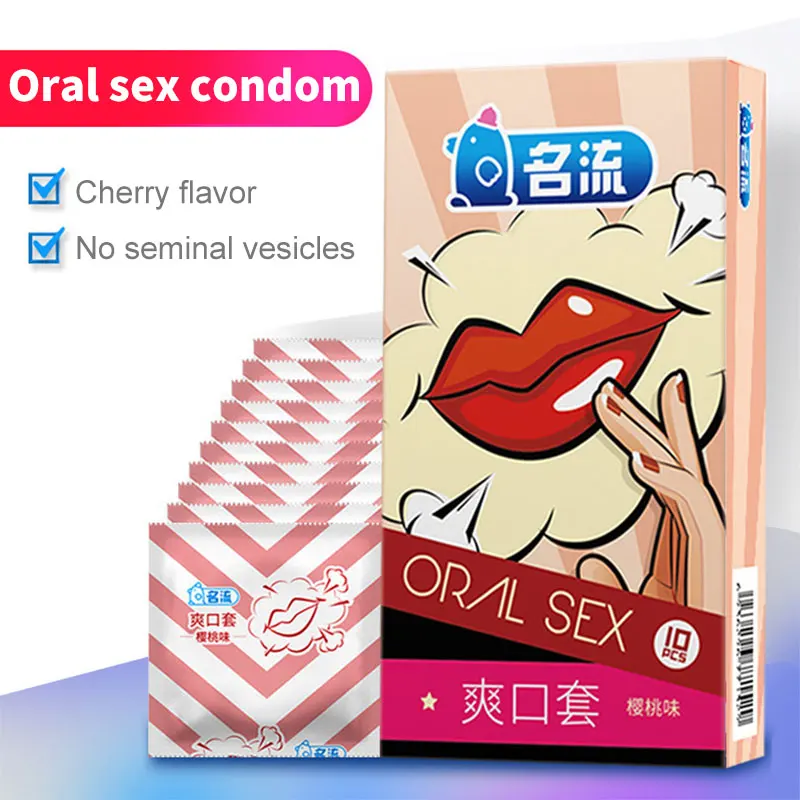 Condones sexuales para hombres, Preservativo de látex con sabor a cereza, manga...