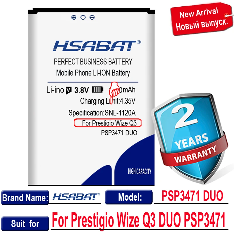 Новое поступление [HSABAT] 3700mAh PSP3471 DUO Сменный аккумулятор для Prestigio Wize Q3 | Мобильные