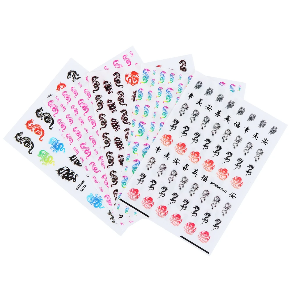 Hot New 3D Nail Stickers Decals Red Black Dragons Design Back Adhesive Art Decoration Manicure Salon Acrylic Tips | Красота и