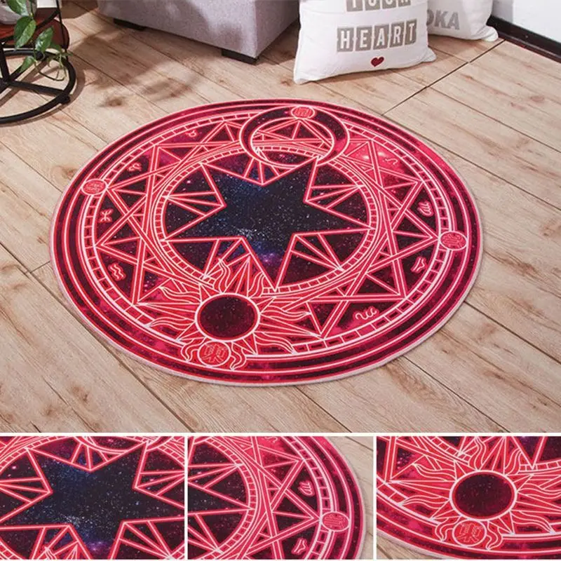 

Diameter 60cm Cartoon Rug Round Tarot Tablecloth Pentagram Sun Moon Divination Party Board Game Table Pad