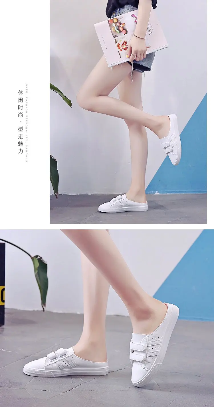 Женские красные тапочки на плоской подошве Baotou белые туфли толстой лето 2019 |