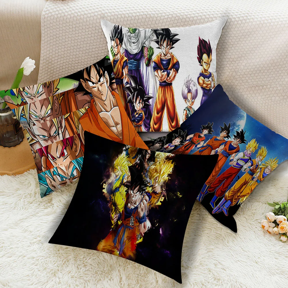 

4 шт./лот наволочки с 3D принтом «Драконий жемчуг», 18x18 дюймов, набор из 4 наволочек в стиле аниме, наволочки, Квадратные наволочки на заказ