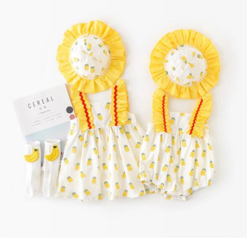

Cultiseed Baby Girls Summer Sweet Cute Pineapple Ruffled Sleeveless One Piece Bodysuits Jumpsuit Newborn Children Casual Rompers