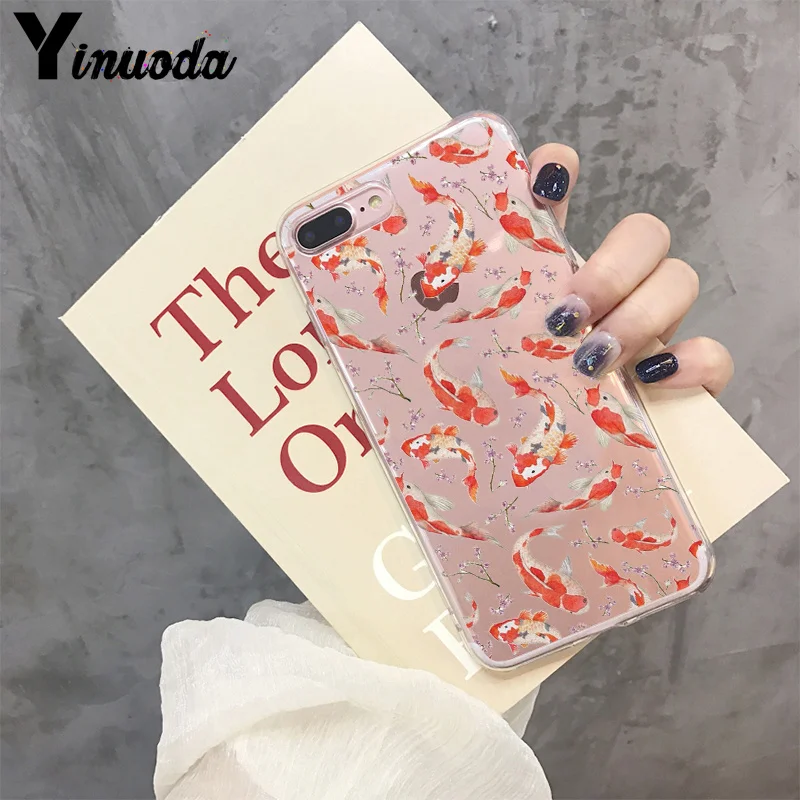 Модный японский чехол для телефона Yinuoda Koi Fish Cherry Blossom Lucky Cat Apple iPhone 8 7 6 6S Plus X XS max 5 5S