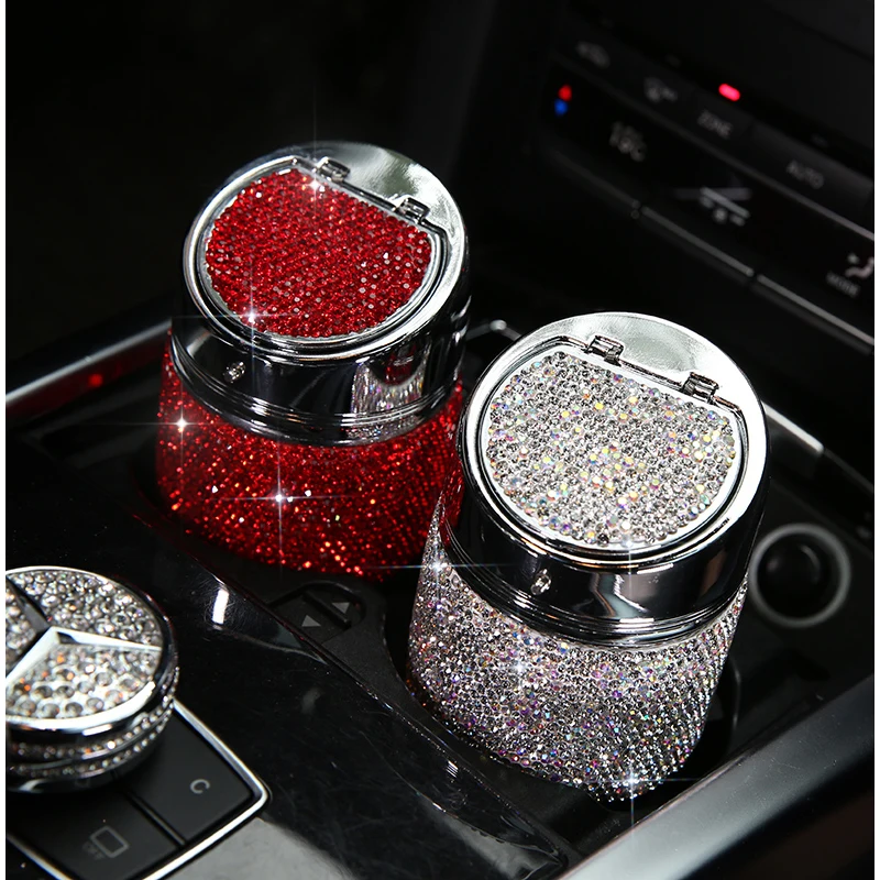 Bling Стразы портативная автомобильная пепельница светильник кой Кристалл