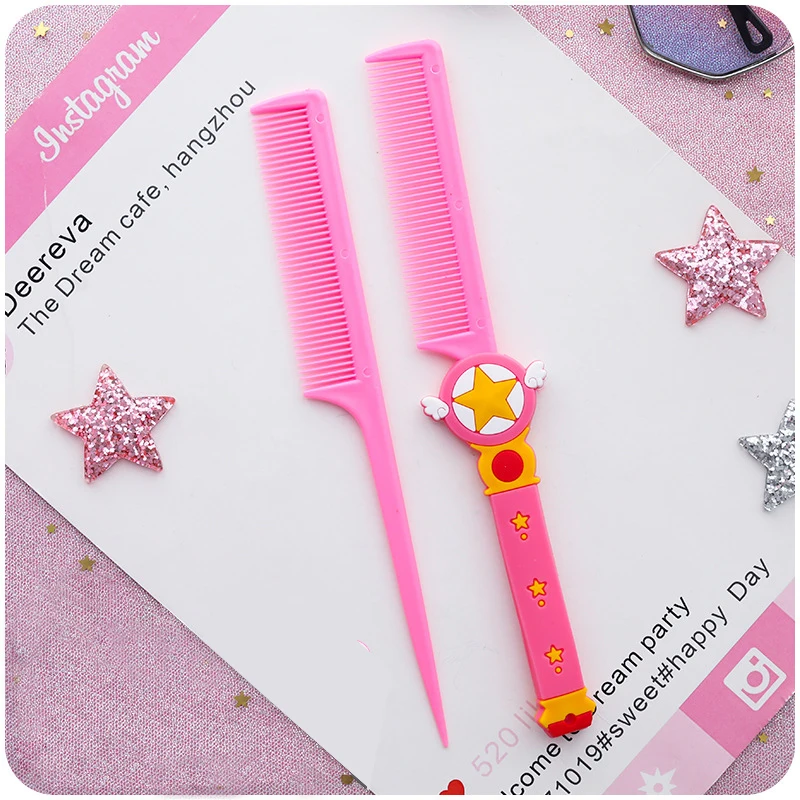 1 пара красота аниме карты Captor Sakura Cardcaptor KINOMOTO Сакура гребень аксессуары для волшебной палочки костюм птицы голова звезда гребень - Цвет: star