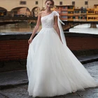 Новинка, бальное платье на одно плечо, белые свадебные платья 2021, свадебное платье с аппликацией, фатиновые Свадебные платья на заказ