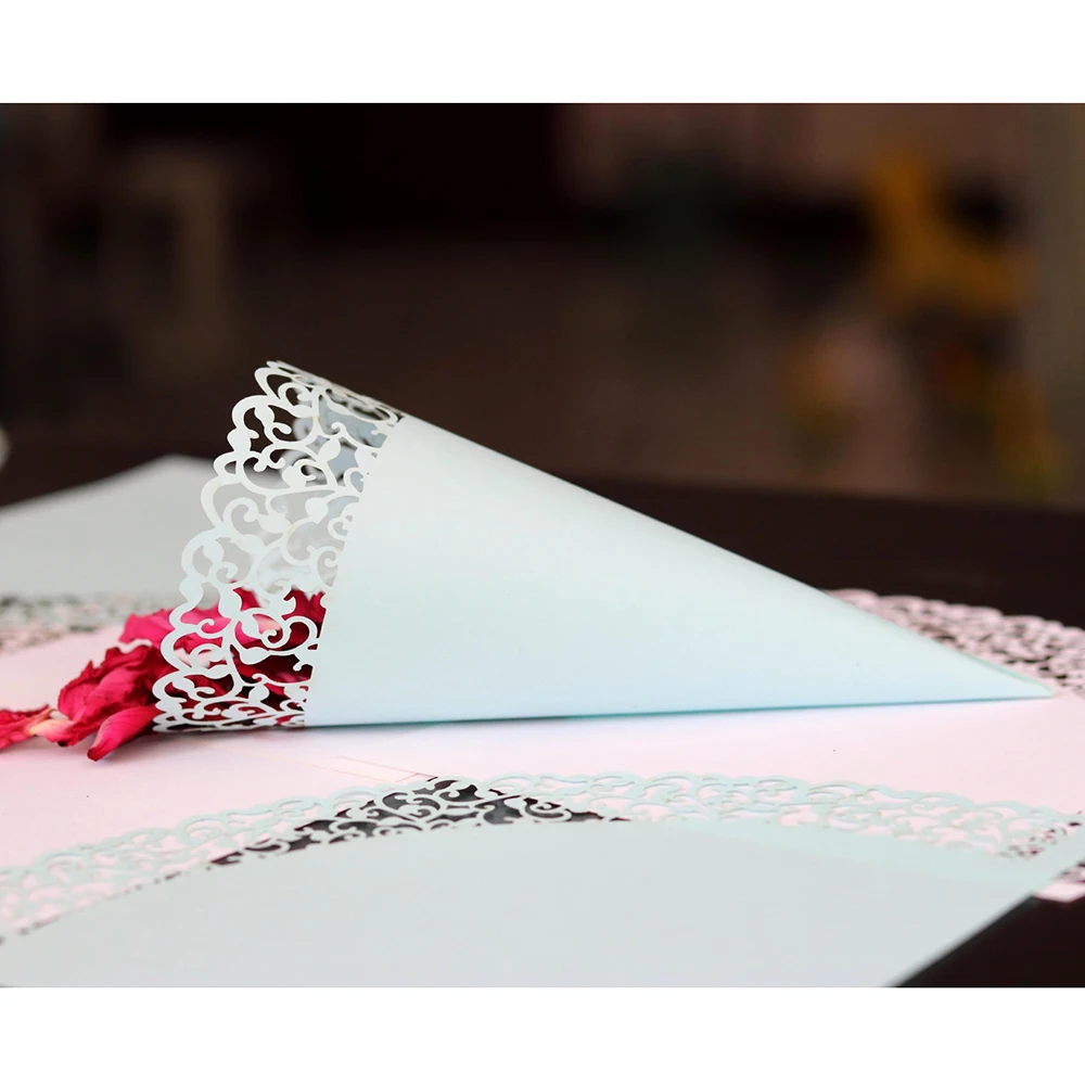 50 шт. бумажный стаканчик с конфетти кружевные цветы бумажные Лепестковые конусы