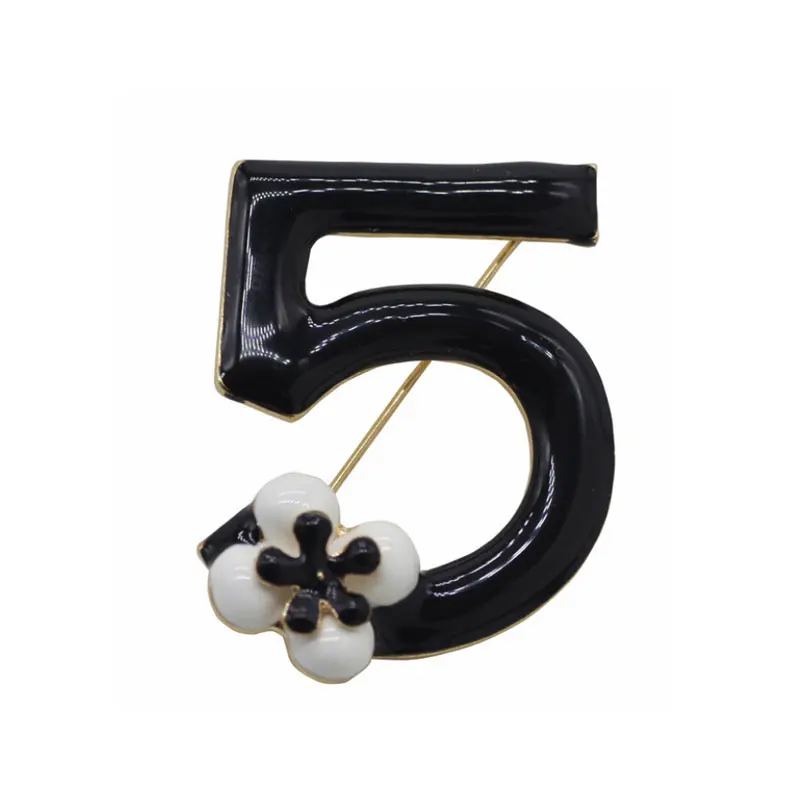 Классическая мода номер 5 брошь Камелия черный белый цветок броши вечерние