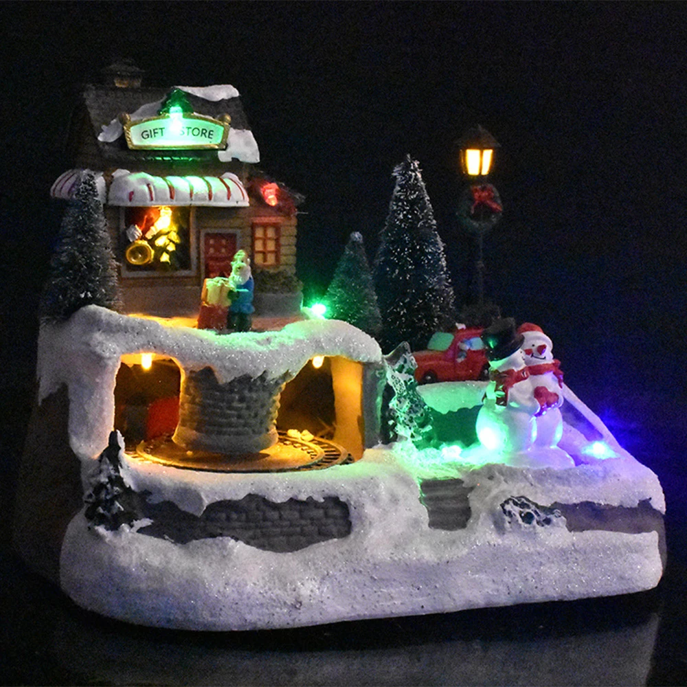 

1Pcs Of Luminescent Small House Music LED Light Driven Lighting Christmas Resin Christmas Scene Village Cottage Town Decor New